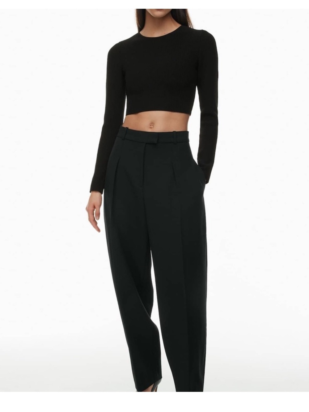 Babaton Artiza Sculpt Knit Crew Cropped Long sleeve
